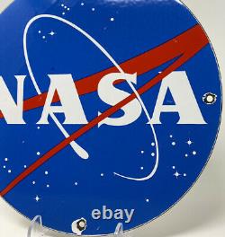 Vintage Nasa Porcelain Sign Gas Oil Meatball Rocket Shuttle Space Agency Force