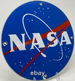 Vintage Nasa Porcelain Sign Gas Oil Meatball Rocket Shuttle Space Agency Force