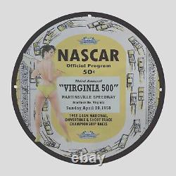 Vintage Nascar Virginia 500 1958 Oil Porcelain Gas Pump Sign