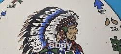 Vintage Native American Indian Symbols Sign Headdress Porcelain Sign