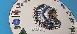 Vintage Native American Indian Symbols Sign Headdress Porcelain Sign