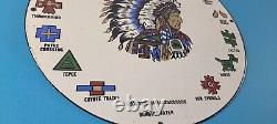 Vintage Native American Indian Symbols Sign Headdress Porcelain Sign