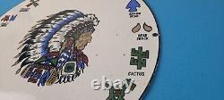 Vintage Native American Indian Symbols Sign Headdress Porcelain Sign