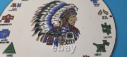 Vintage Native American Indian Symbols Sign Headdress Porcelain Sign