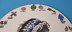 Vintage Native American Indian Symbols Sign Headdress Porcelain Sign