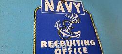 Vintage Navy Recruiting Office Porcelain Gas Service Station Pump Military Sign
