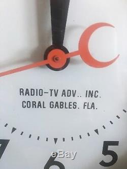 Vintage Neon Clock Advertising Octagon Radio Television 18.5 Sign Works Oil