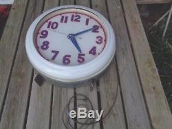 Vintage Neon Clocks Cleveland Clock Company Sign Gas Oil