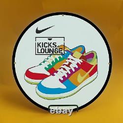Vintage Nike Kicks Shoes Gasoline Porcelain Service Station Pump Plate Sign
