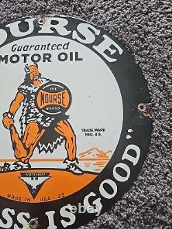 Vintage Nourse Oils Motor Oil Porcelain Gas Station Pump Sign