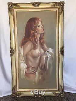 Vintage Nude Oil Painting, Signed Original, Framed