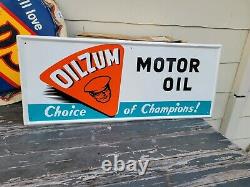 Vintage OILZUM MOTOR OIL Choice of Champions sign with shipping box