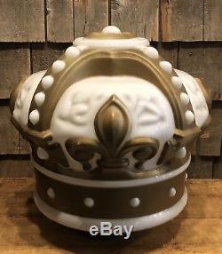 Vintage ORIGINAL 30s Standard Oil Gold Crown 1 Piece Milk Glass Gas Pump Globe