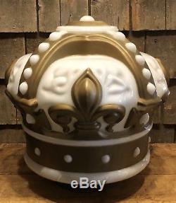 Vintage ORIGINAL 30s Standard Oil Gold Crown 1 Piece Milk Glass Gas Pump Globe