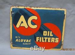 Vintage ORIGINAL AC Spark Plug Sign Oil Can Filter Sign Gas Station