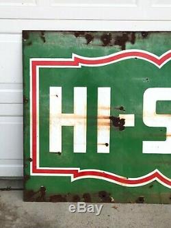 Vintage ORIGINAL Large HI-SPEED Gas Station PORCELAIN Sign Oil OLD HoT RaT RoD