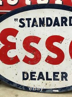 Vintage ORIGINAL STANDARD DEALER ESSO Sign PORCELAIN Gas Oil OLD DSP Station