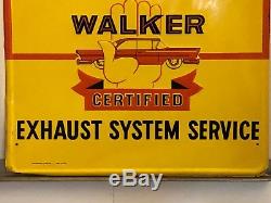 Vintage ORIGINAL WALKER MUFFLER Service Station Attendant Sign OLD Gas Oil RARE