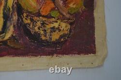 Vintage Oil Canvas India Marketplace MCM Signed Heavy Textured Original Bharat