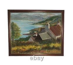 Vintage Oil On Board Painting Cottage In Scotland By Artist Jean B. Egan