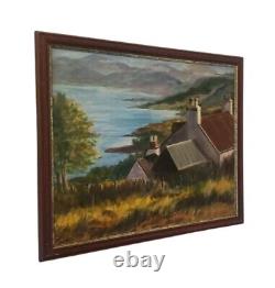 Vintage Oil On Board Painting Cottage In Scotland By Artist Jean B. Egan