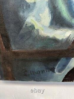 Vintage Oil On Canvas Painting Of African American Woman Signed Dangman