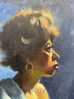 Vintage Oil On Canvas Painting Of African American Woman Signed Dangman