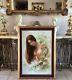 Vintage Oil Painting Beautiful Half Nude Woman In A Garden O/c Art Signed Framed