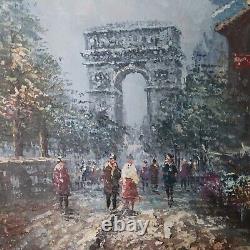 Vintage Oil Painting Cityscape Signed Bernard