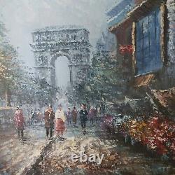 Vintage Oil Painting Cityscape Signed Bernard