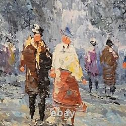 Vintage Oil Painting Cityscape Signed Bernard
