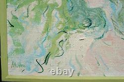 Vintage Oil Painting Matched Frame, Impressionist Signed Girl Portrait, Texture