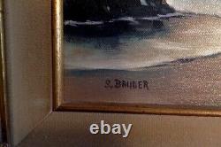 Vintage Oil Painting Modern Rocky Seascape New England Coastal Ocean Waves