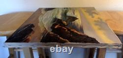 Vintage Oil Painting Modern Rocky Seascape New England Coastal Ocean Waves