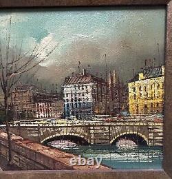 Vintage Oil Painting Paris Cityscape Signed And Framed