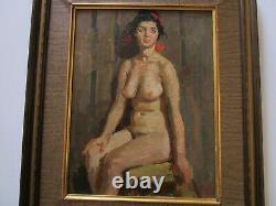 Vintage Oil Painting Portrait Vintage Pretty Woman Female Model Nude Russian