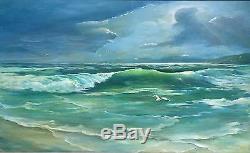 Vintage Oil Painting Seascape Signed Ocean Waves