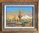 Vintage Oil Painting-spring In The Desert-yucca/sunset-landscape-western Art