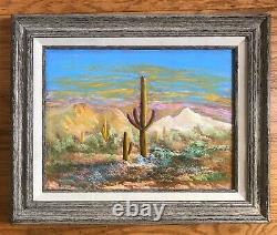 Vintage Oil Painting-Spring in the Desert-Yucca/Sunset-Landscape-Western Art