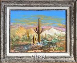 Vintage Oil Painting-Spring in the Desert-Yucca/Sunset-Landscape-Western Art