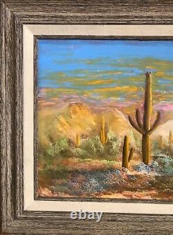 Vintage Oil Painting-Spring in the Desert-Yucca/Sunset-Landscape-Western Art