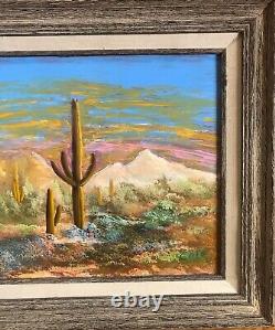 Vintage Oil Painting-Spring in the Desert-Yucca/Sunset-Landscape-Western Art