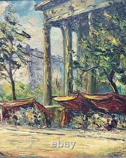 Vintage Oil Painting-madeleine Church & Market Signed Andrea