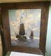 Vintage Oil Painting On Canvas Ships Signed D. Storm Sails Heavy Oil Nautical