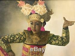 Vintage Oil on Canvas of a Legong Dancer Bali Painting Signed