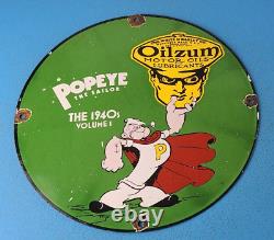 Vintage Oilzum Gasoline Porcelain Gas Oil Service Station Popeye Sailor Sign