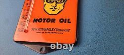 Vintage Oilzum Motor Oil Porcelain Sign Gasoline Pump Ad Sign On Thermometer