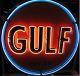 Vintage Old Gulf Dealer Porcelain Gas Oil Pump Station Neon Sign 24x24 Bz4l