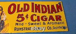 Vintage Old Indian Cigar Tobacco Pipe General Store Bar Shop Gas Oil Pump Sign