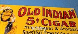 Vintage Old Indian Cigar Tobacco Pipe General Store Bar Shop Gas Oil Pump Sign